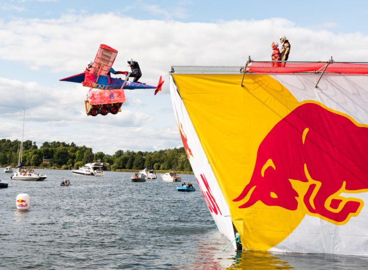 Participants performing at Red Bull Flugtag, in Stockholm, Sweden on August 22, 2021. // SI202108230317 // Usage for editorial use only //